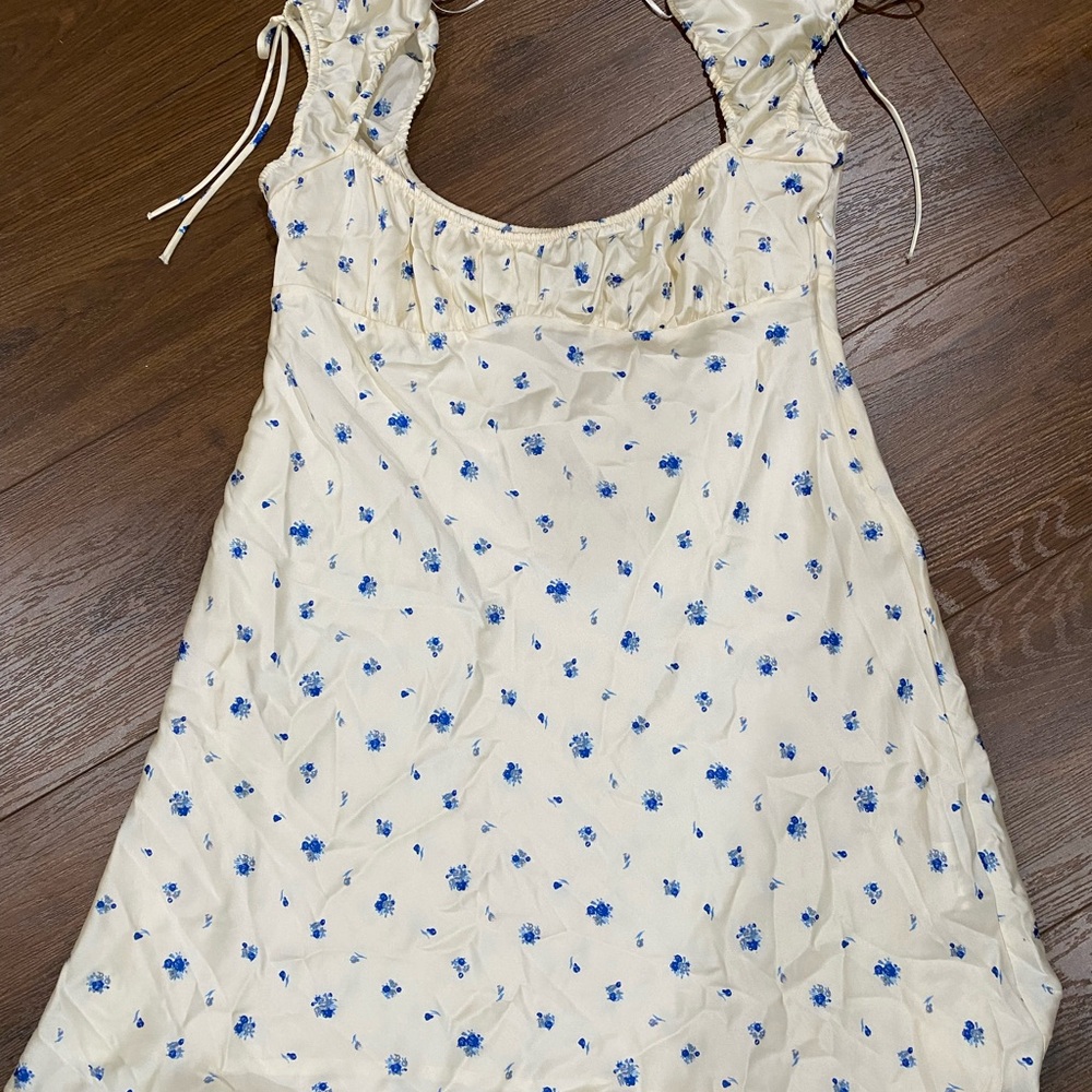 ZARA Floral Sleeveless Dress with Blue Accents